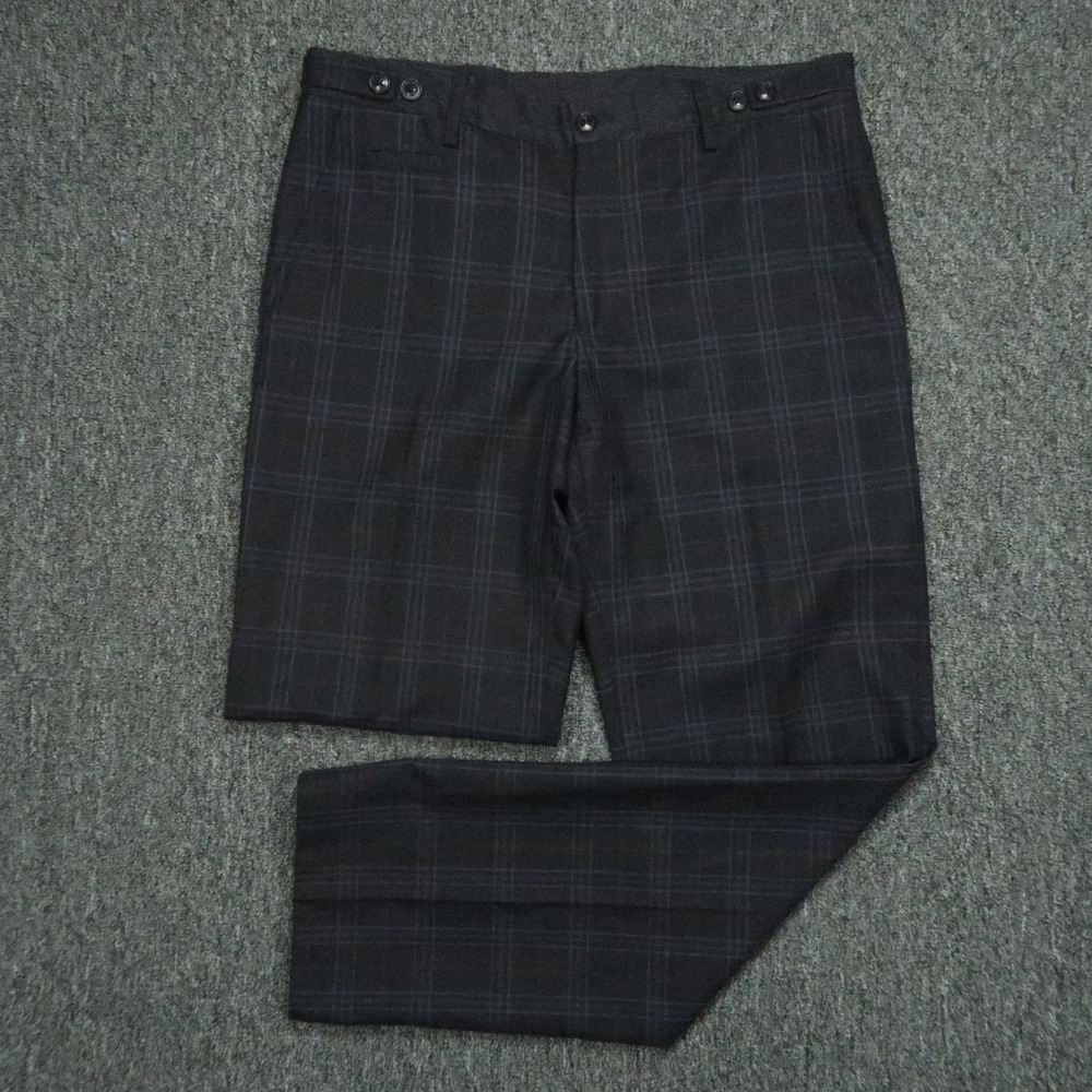 Etro Pants Mens 48 Blue Plaid Wool Chino Trouser Straight Italy 33X32